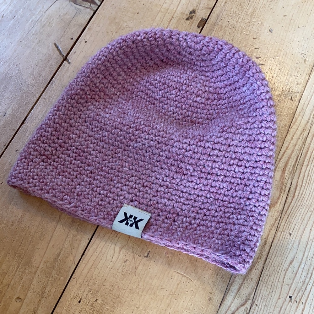 Krochet Kids knit beanie pink purple wool blend